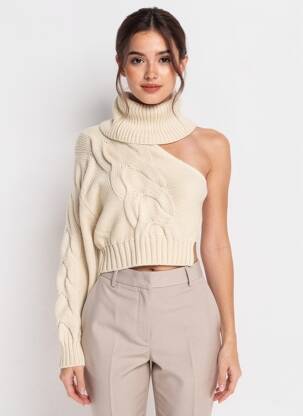 Megztinis su aukštu kaklu sukta akių mezgimas ilgos rankovės bežinis H&M moteris