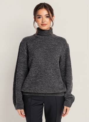 Megztinis su aukštu kaklu chinamas audinys ilgos rankovės juodas JACK & JONES moteris