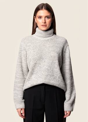 Megztinis su aukštu kaklu chinamas audinys ilgos rankovės pilka JACK & JONES moteris