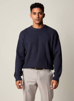 Megztinis tamprumas ilgos rankovės mėlyna JACK & JONES vyras