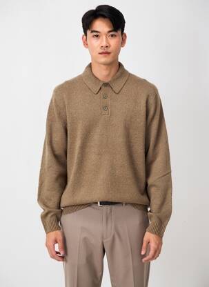 Megztinis polo apykaklė ilgos rankovės rudas JACK & JONES vyras