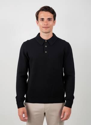 Megztinis polo apykaklė ilgos rankovės juodas JACK & JONES vyras