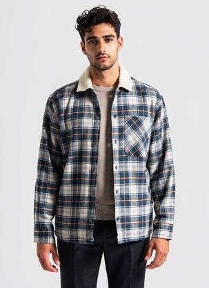 Kasdienis švarkas vidinė apdaila su dirbtine pūka mėlyna JACK & JONES vyras