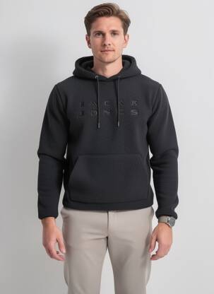 Kapišonas kišenės ilgos rankovės juodas JACK & JONES vyras