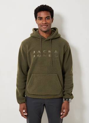 Kapišonas kišenės ilgos rankovės žalias JACK & JONES vyras