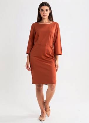 Pusilgių suknelė 3/4 rankovės 3/4 rankovės oranžinė ICHI moteris