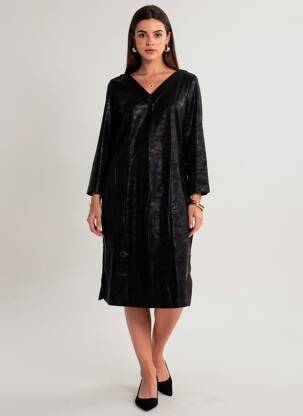 Pusilgių suknelė ilgos rankovės ilgos rankovės juodas COUTURIST moteris
