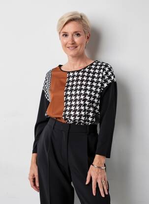 Viršūnė centrinė iškirptė ilgos rankovės juodas GERRY WEBER moteris