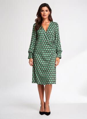 Pusilgių suknelė ilgos rankovės ilgos rankovės žalias OUI moteris