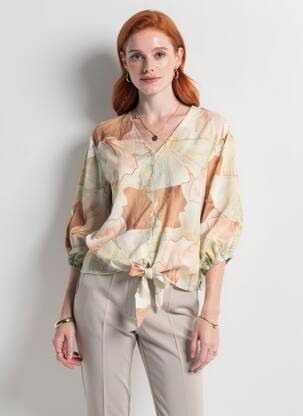Viršūnė fantazijos raštas 3/4 rankovės žalias BLANC BOHEME moteris