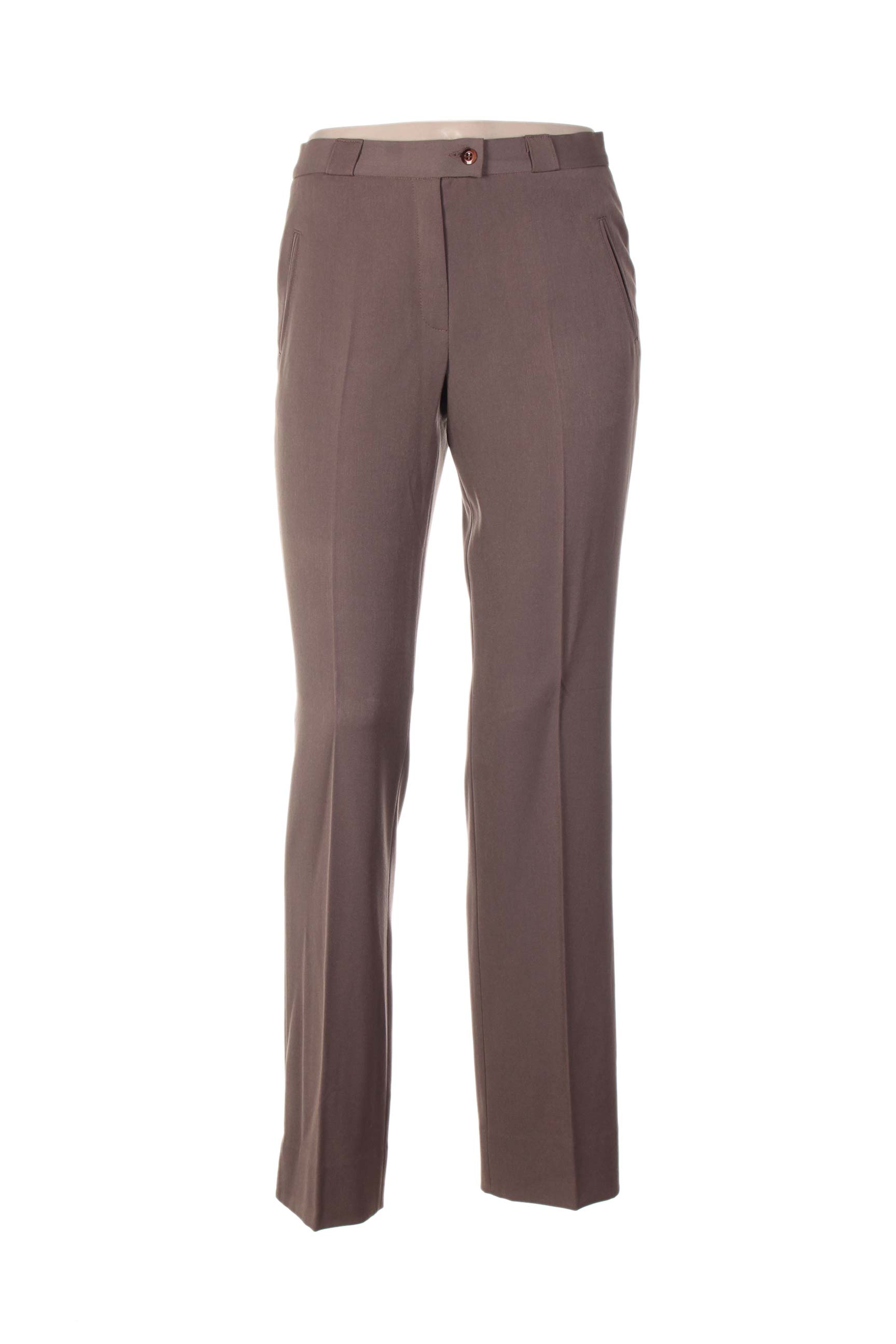 Pantalon tiesi kirpimas aukšta talija rudas QUATTRO moteris