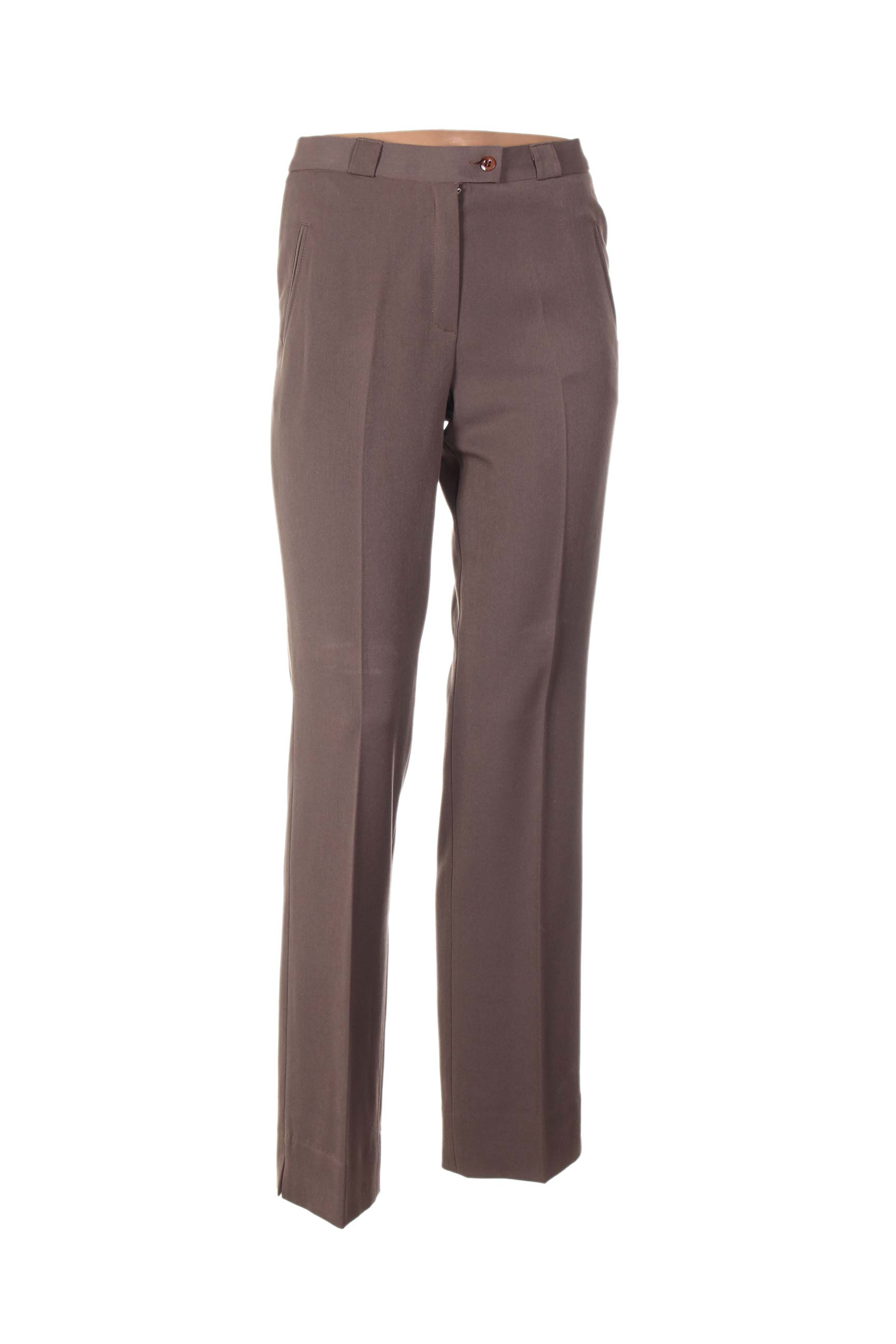 Pantalon tiesi kirpimas aukšta talija rudas QUATTRO moteris