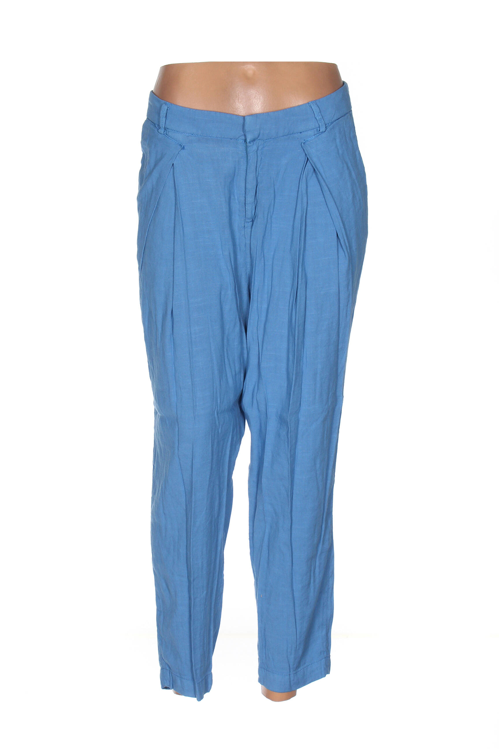 Pantalon aukšta talija aukšta talija mėlyna MENSI COLLEZIONE moteris