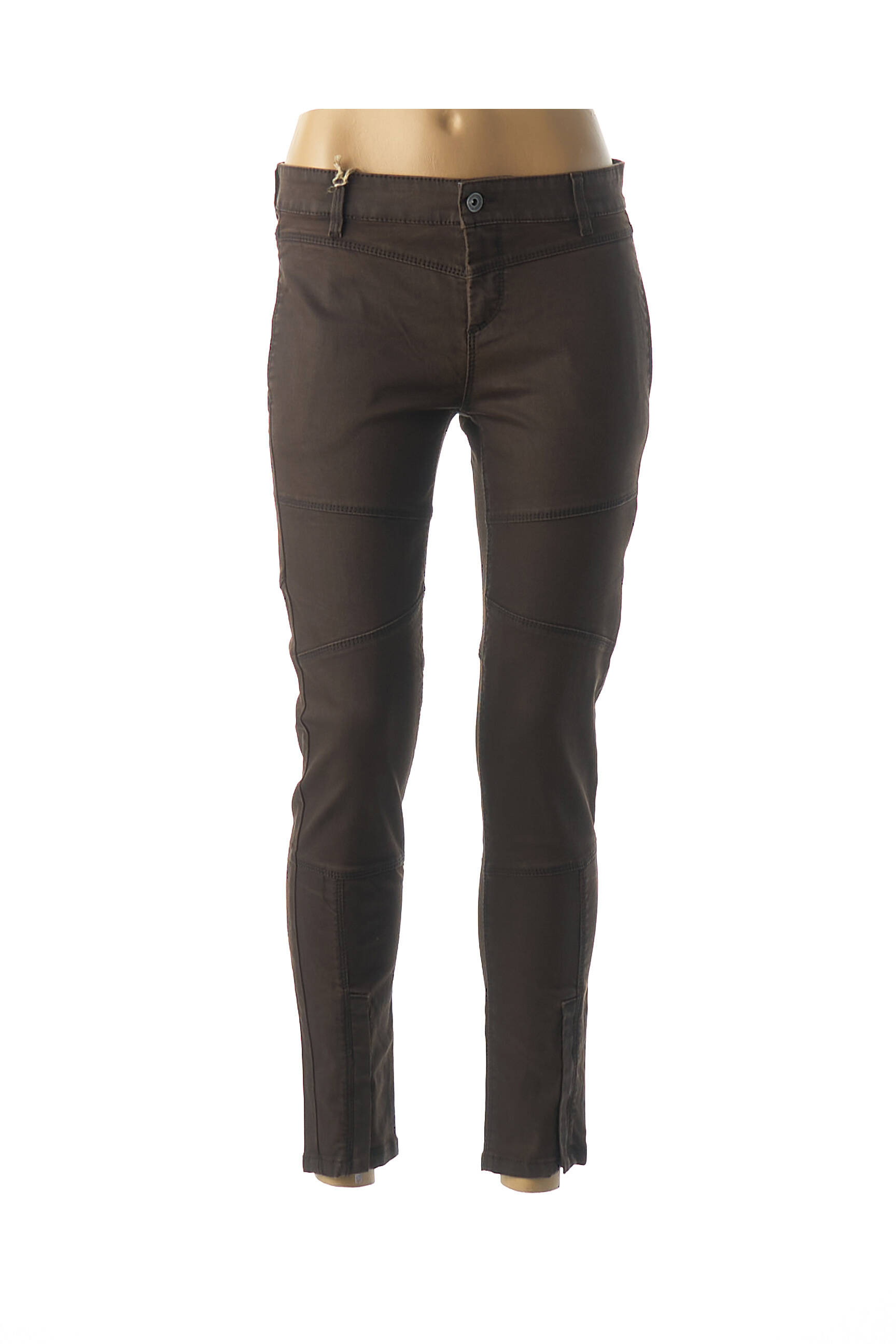 Pantalon uždarymas su užtrauktuku po mygtuku uždengimu maža dydžio rudas COUTURIST moteris