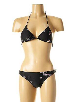 Dvivietis maudymosi kostiumėlis tamprumas aukšti trikampiai juodas I LOVE MY BIKINI moteris