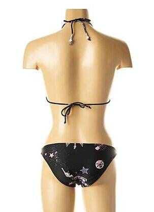 Dvivietis maudymosi kostiumėlis tamprumas aukšti trikampiai juodas I LOVE MY BIKINI moteris