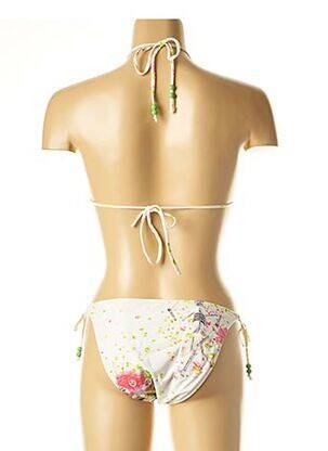 Dvivietis maudymosi kostiumėlis tamprumas aukšti trikampiai baltas I LOVE MY BIKINI moteris