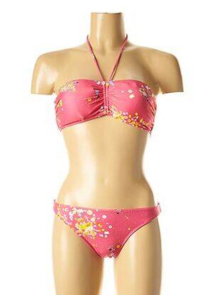 Dvivietis maudymosi kostiumėlis tamprumas viršutinė juostelė rožinė I LOVE MY BIKINI moteris