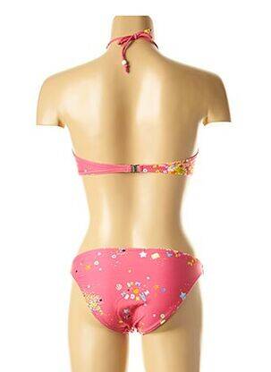 Dvivietis maudymosi kostiumėlis tamprumas viršutinė juostelė rožinė I LOVE MY BIKINI moteris