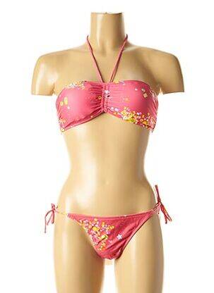 Dvivietis maudymosi kostiumėlis tamprumas viršutinė juostelė rožinė I LOVE MY BIKINI moteris