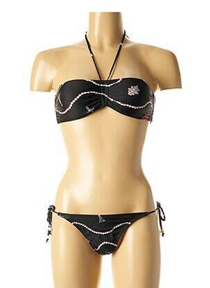 Dvivietis maudymosi kostiumėlis tamprumas viršutinė juostelė juodas I LOVE MY BIKINI moteris