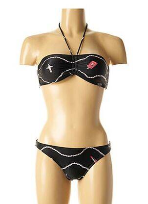 Dvivietis maudymosi kostiumėlis tamprumas viršutinė juostelė juodas I LOVE MY BIKINI moteris