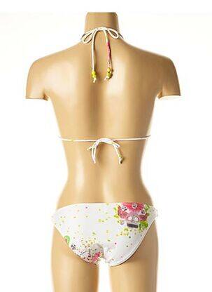 Dvivietis maudymosi kostiumėlis tamprumas aukšti trikampiai baltas I LOVE MY BIKINI moteris