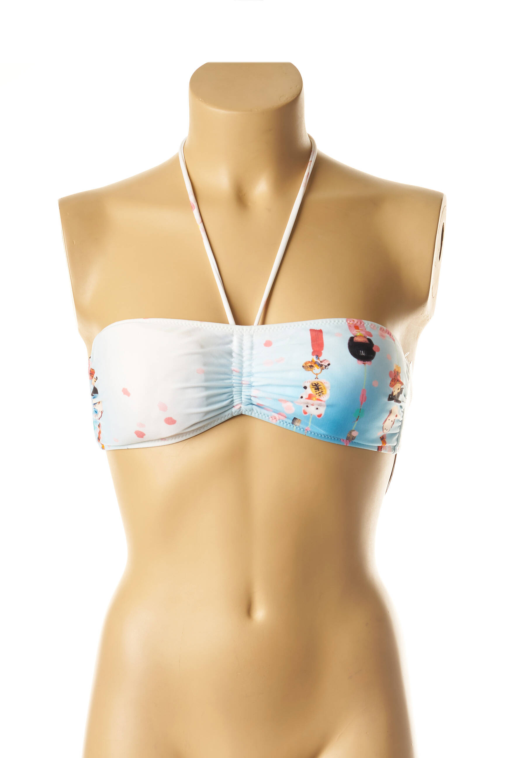 Maudymosi viršūnė tamprumas viršutinė juostelė mėlyna I LOVE MY BIKINI moteris