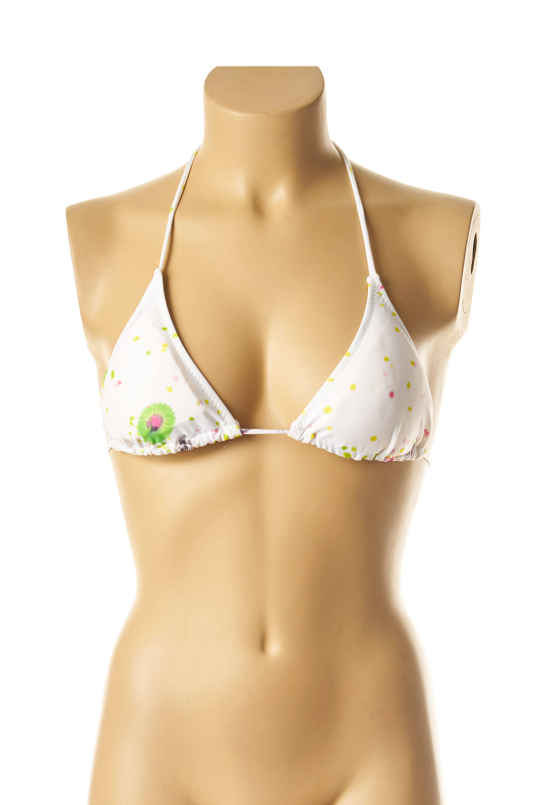 Maudymosi viršūnė tamprumas aukšti trikampiai baltas I LOVE MY BIKINI moteris
