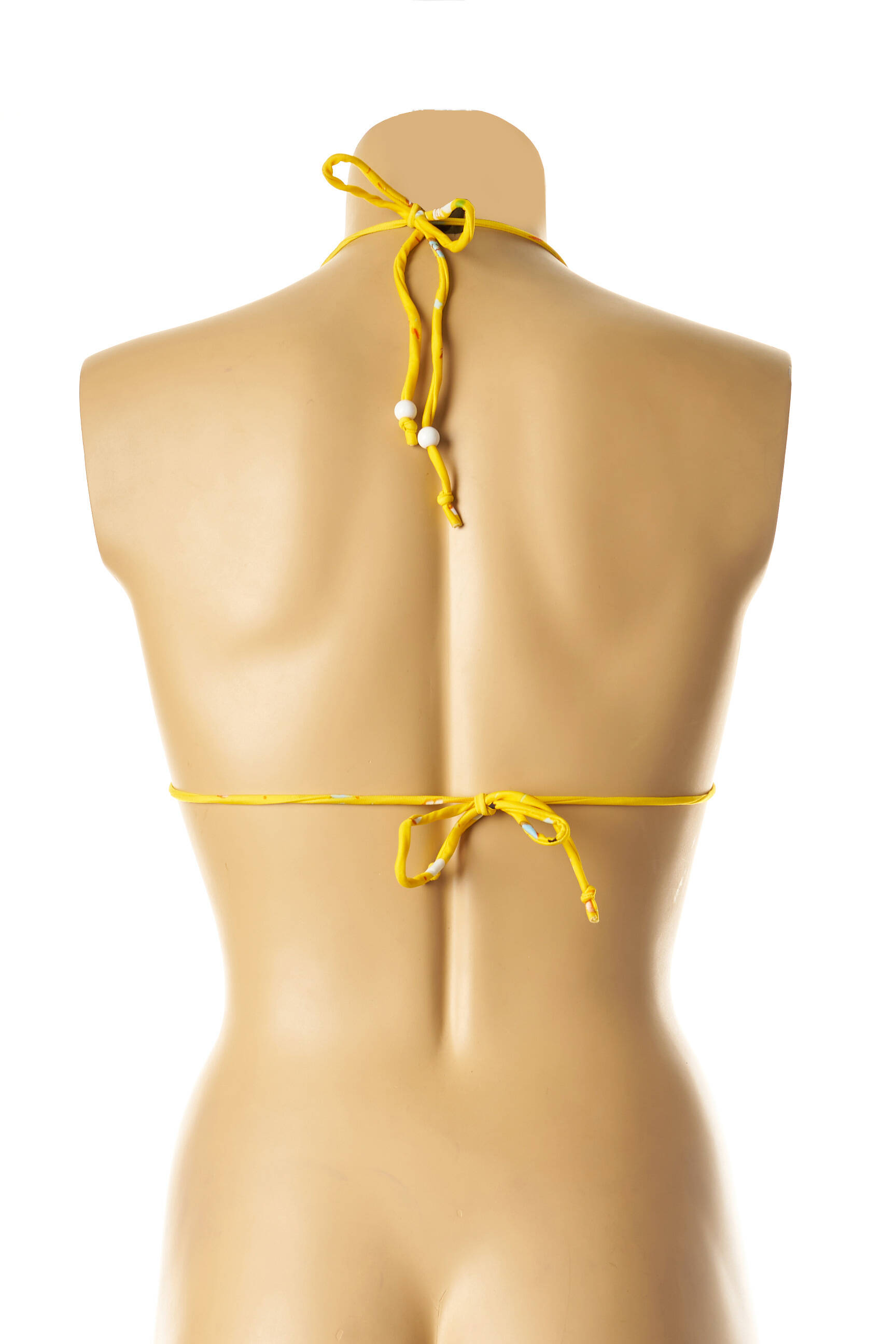 Maudymosi viršūnė tamprumas aukšti trikampiai geltona I LOVE MY BIKINI moteris