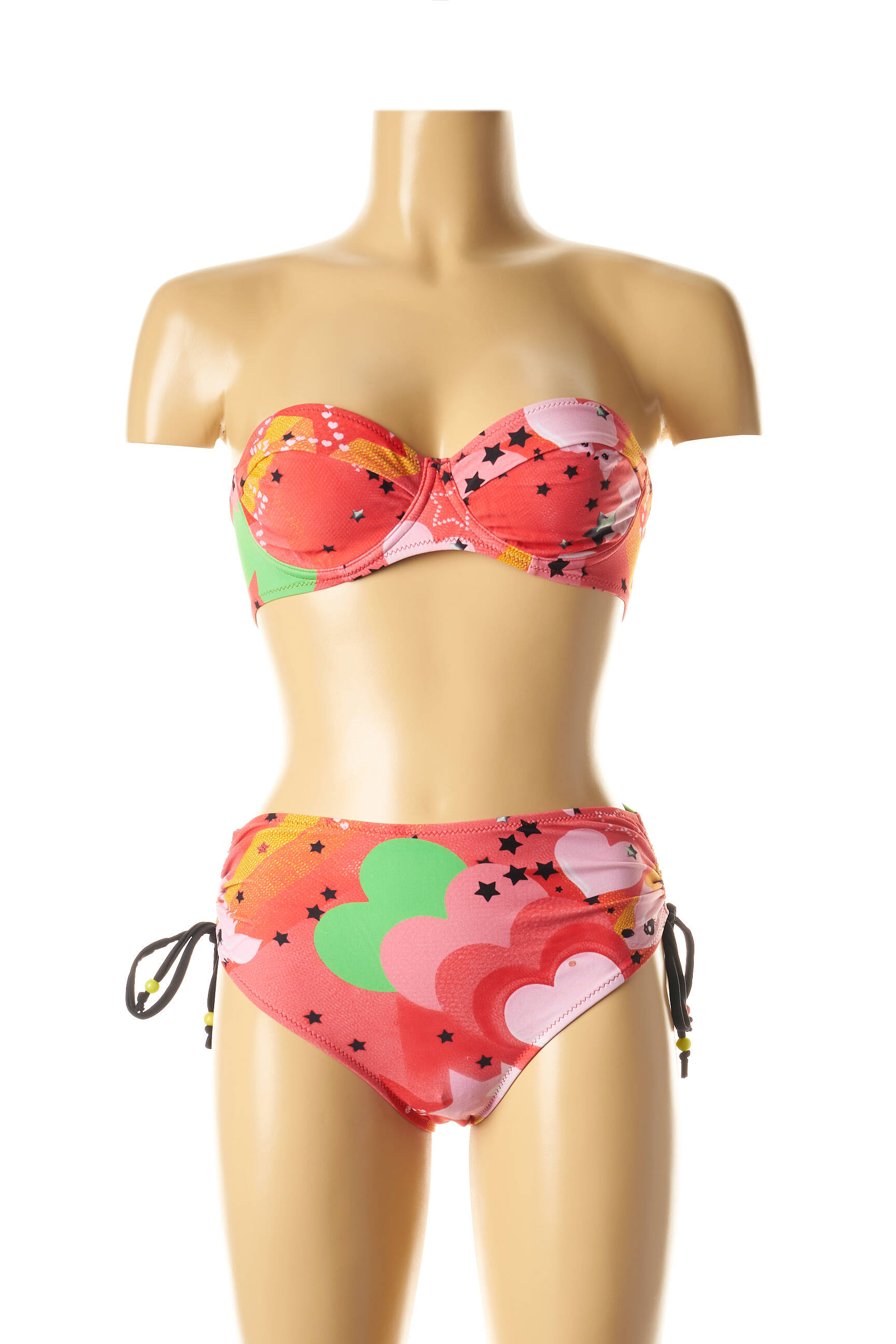 Dvivietis maudymosi kostiumėlis tamprumas raudona I LOVE MY BIKINI moteris