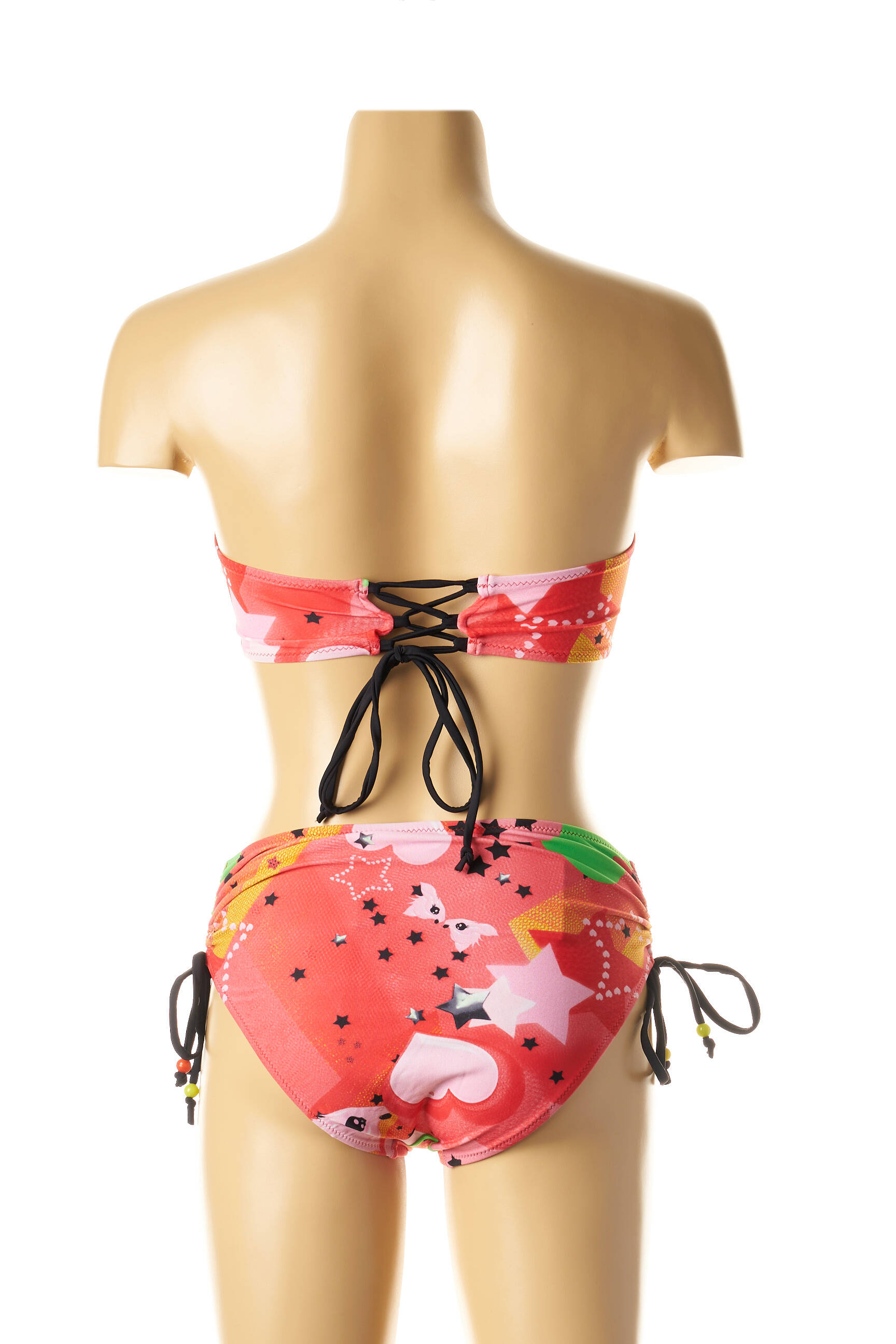 Dvivietis maudymosi kostiumėlis tamprumas raudona I LOVE MY BIKINI moteris