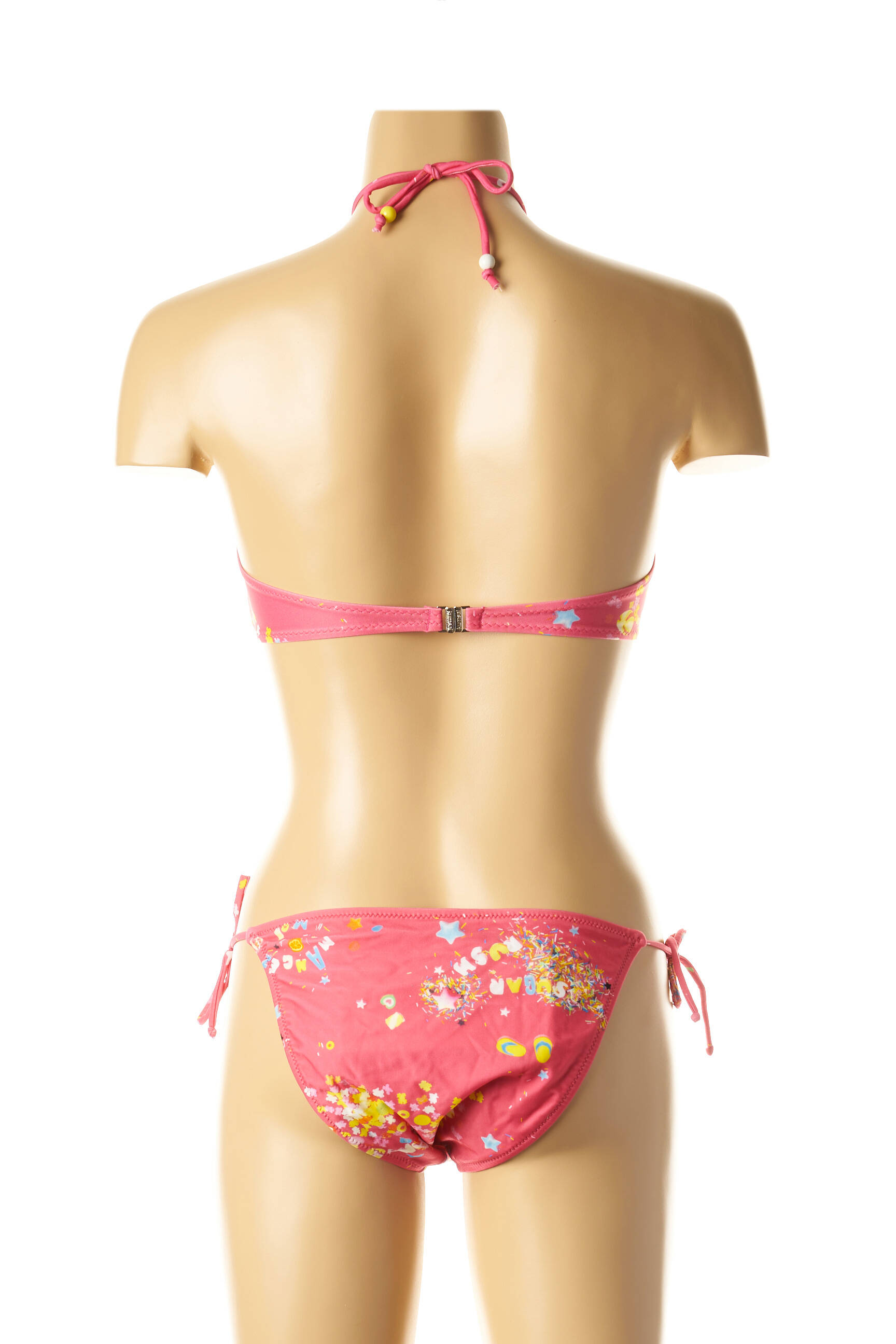 Dvivietis maudymosi kostiumėlis tamprumas viršutinė juostelė rožinė I LOVE MY BIKINI moteris