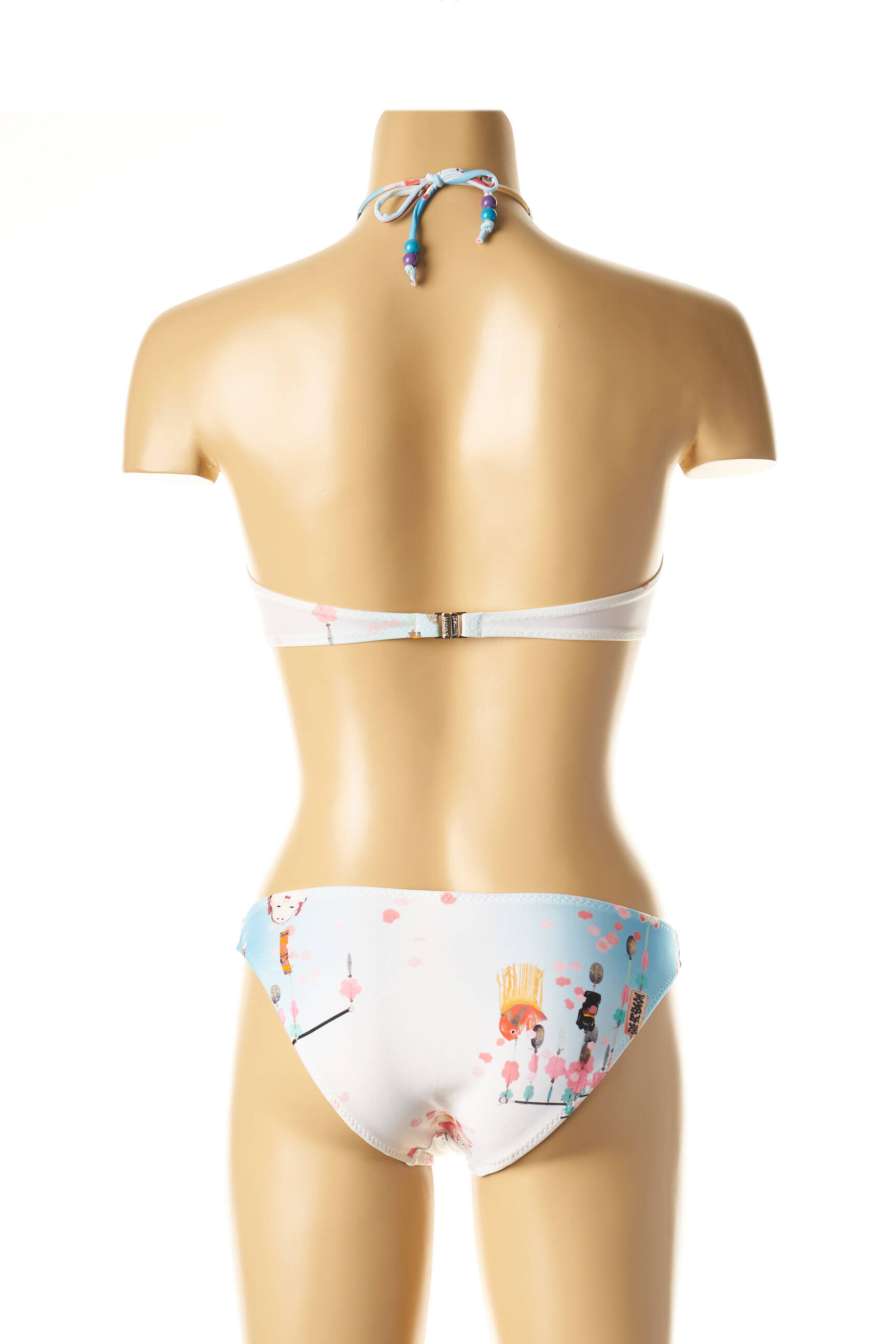 Dvivietis maudymosi kostiumėlis tamprumas viršutinė juostelė mėlyna I LOVE MY BIKINI moteris