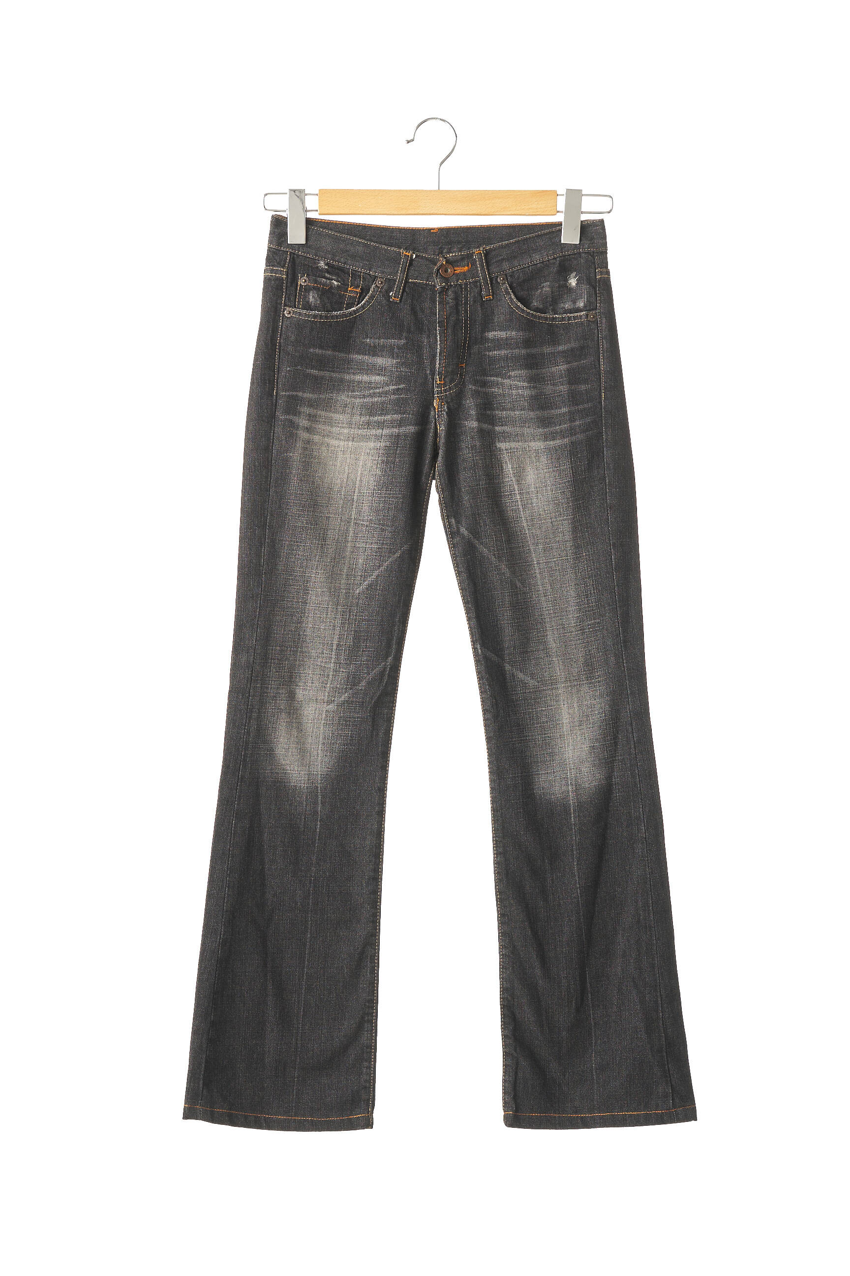 Tiesios kirpimo džinsai nusidėvėjęs ir išblukęs efektas normala dydis juodas USED JEANS moteris