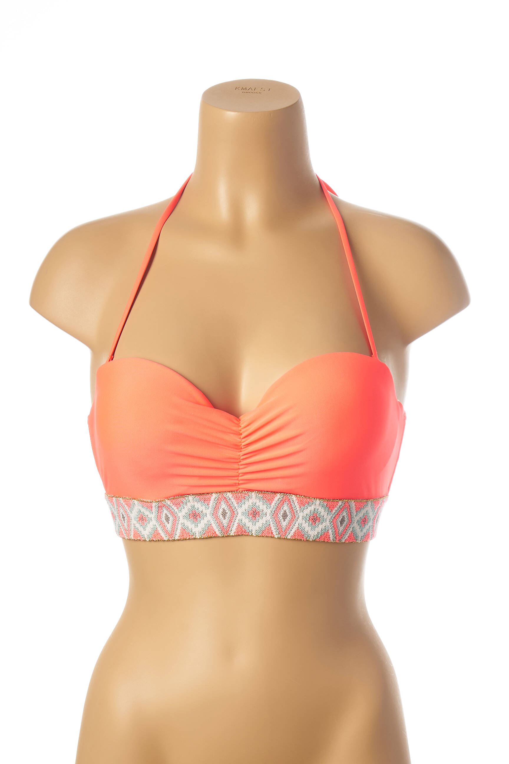 Maudymosi viršūnė tamprumas push-up liemenėlė su aukštu palaikymu rožinė MON PETIT BIKINI moteris