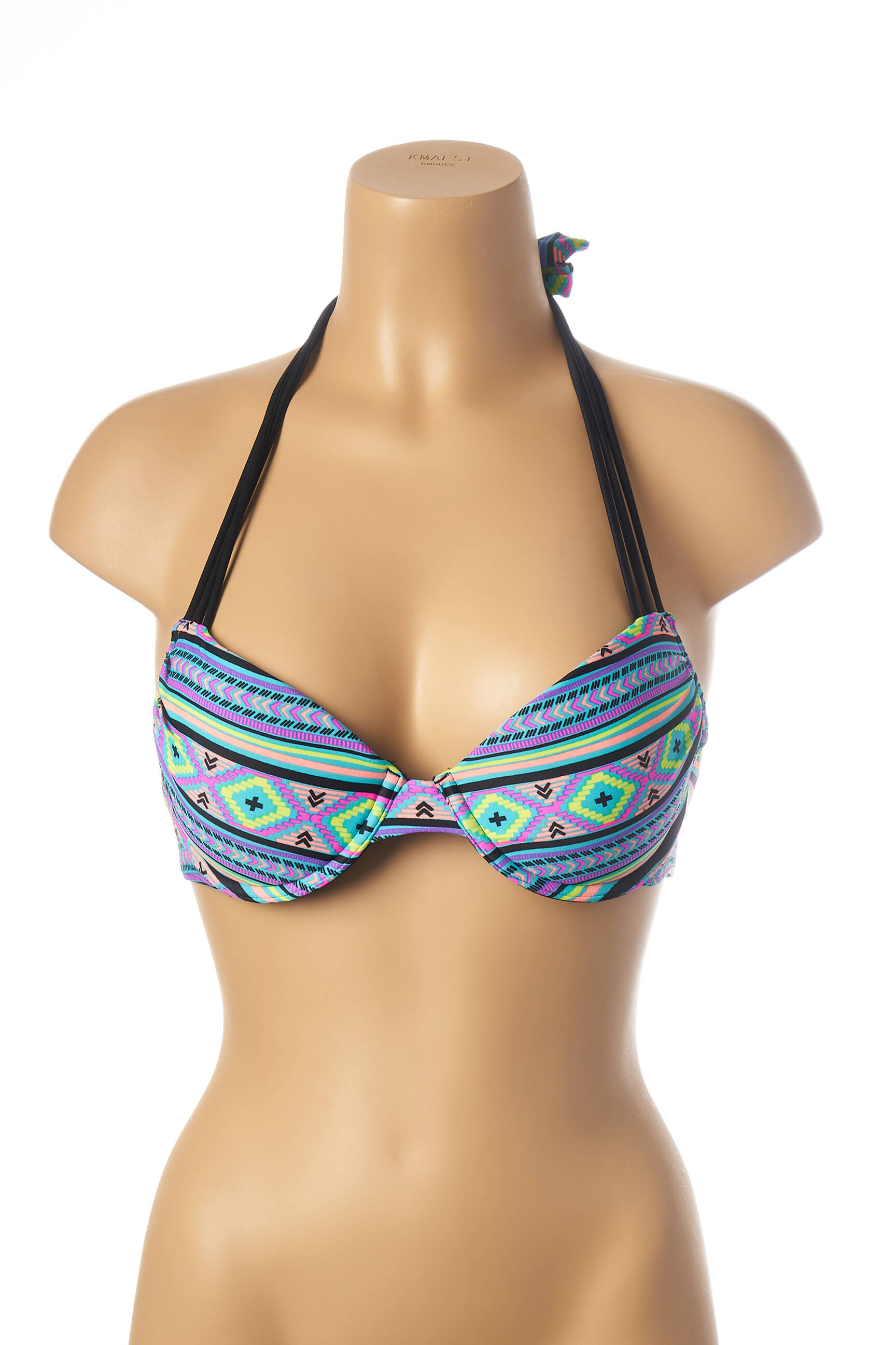 Maudymosi viršūnė tamprumas push-up liemenėlė su aukštu palaikymu mėlyna MON PETIT BIKINI moteris