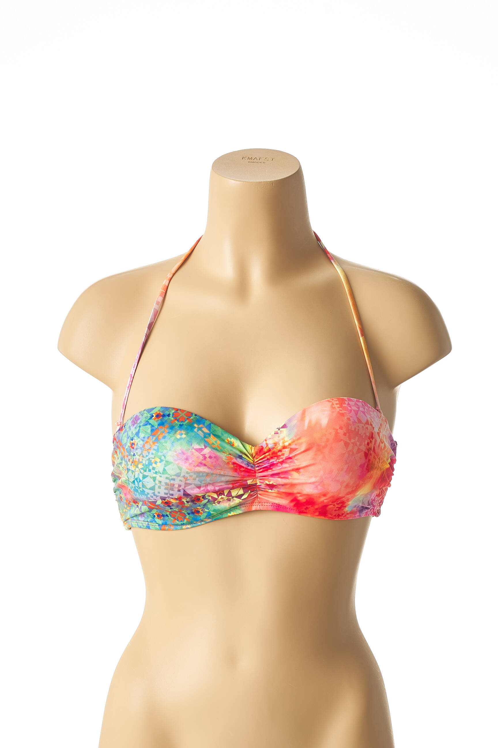 Maudymosi viršūnė tamprumas push-up liemenėlė su aukštu palaikymu oranžinė MON PETIT BIKINI moteris