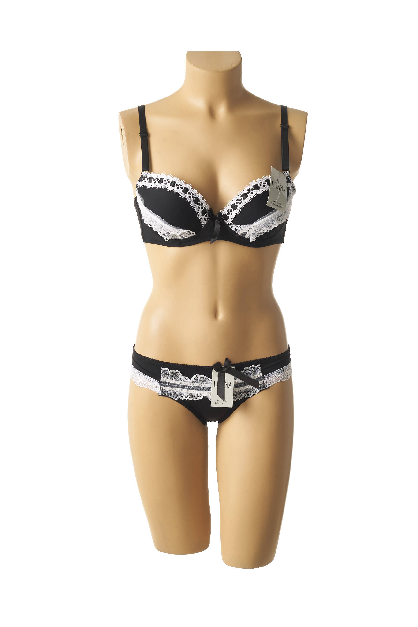 Lingerie rinkinys reguliuojamos elastinės petnešos juodas LUNNA moteris