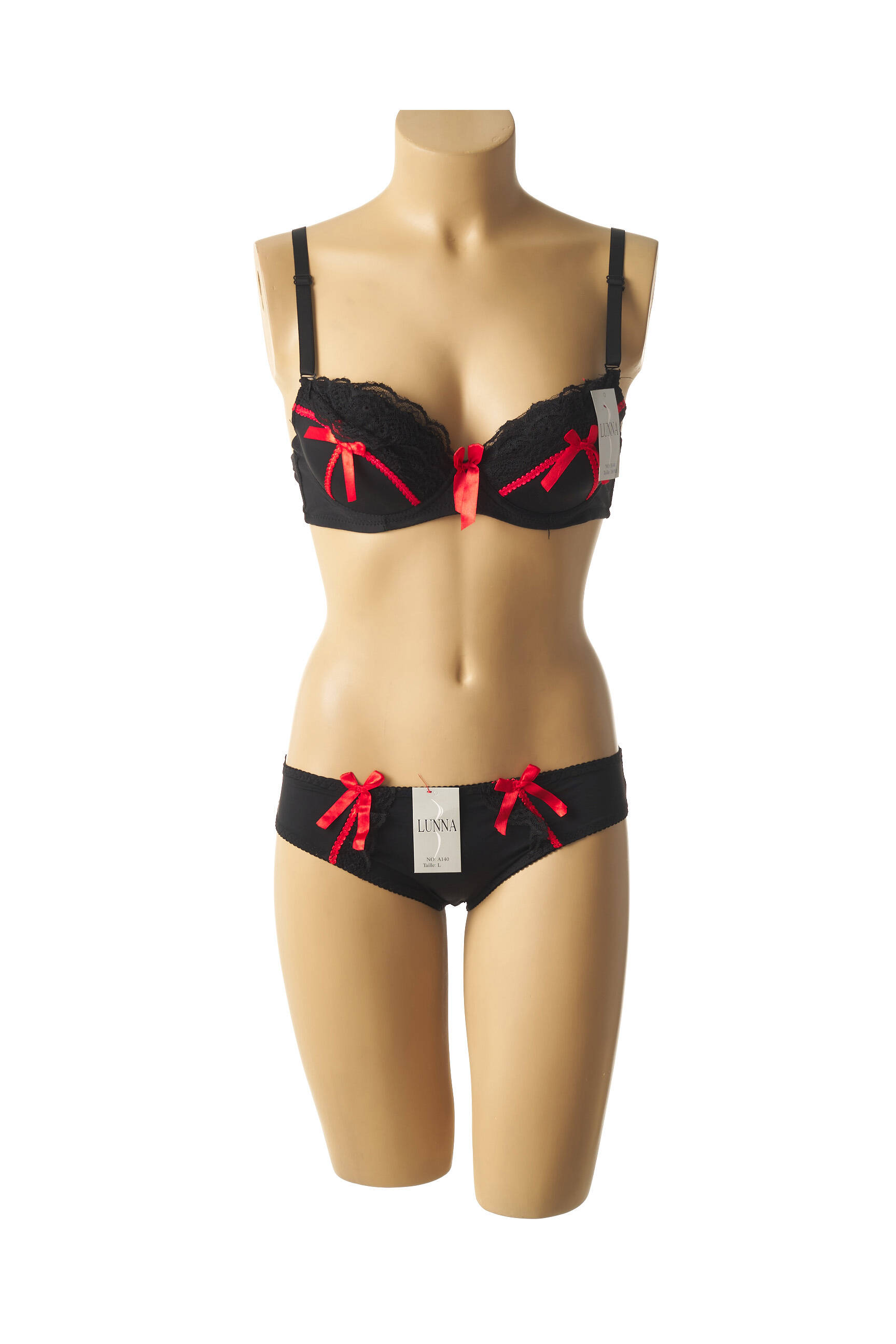 Lingerie rinkinys reguliuojamos elastinės petnešos juodas LUNNA moteris