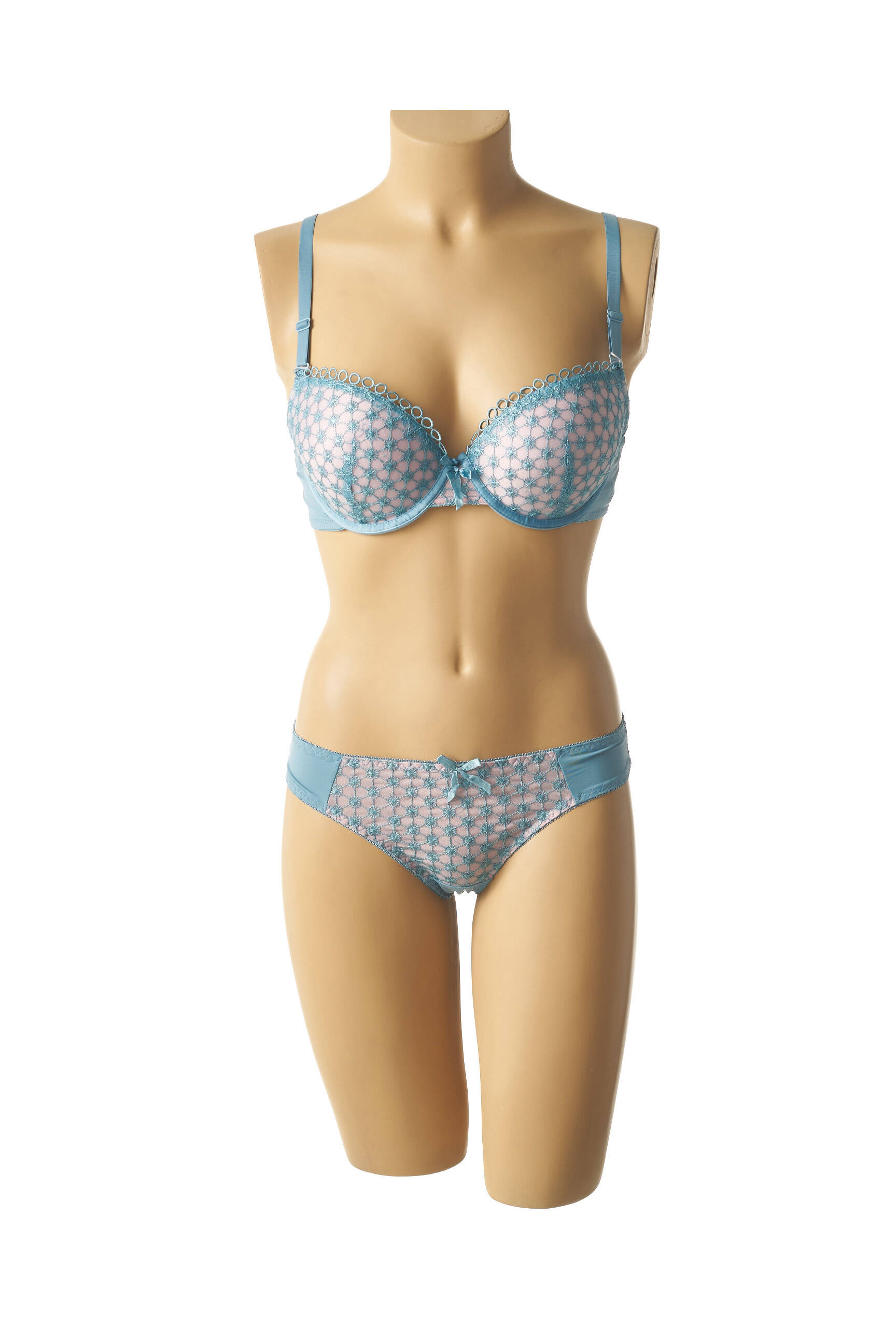 Lingerie rinkinys metalizuotas audinys mėlyna HANA moteris