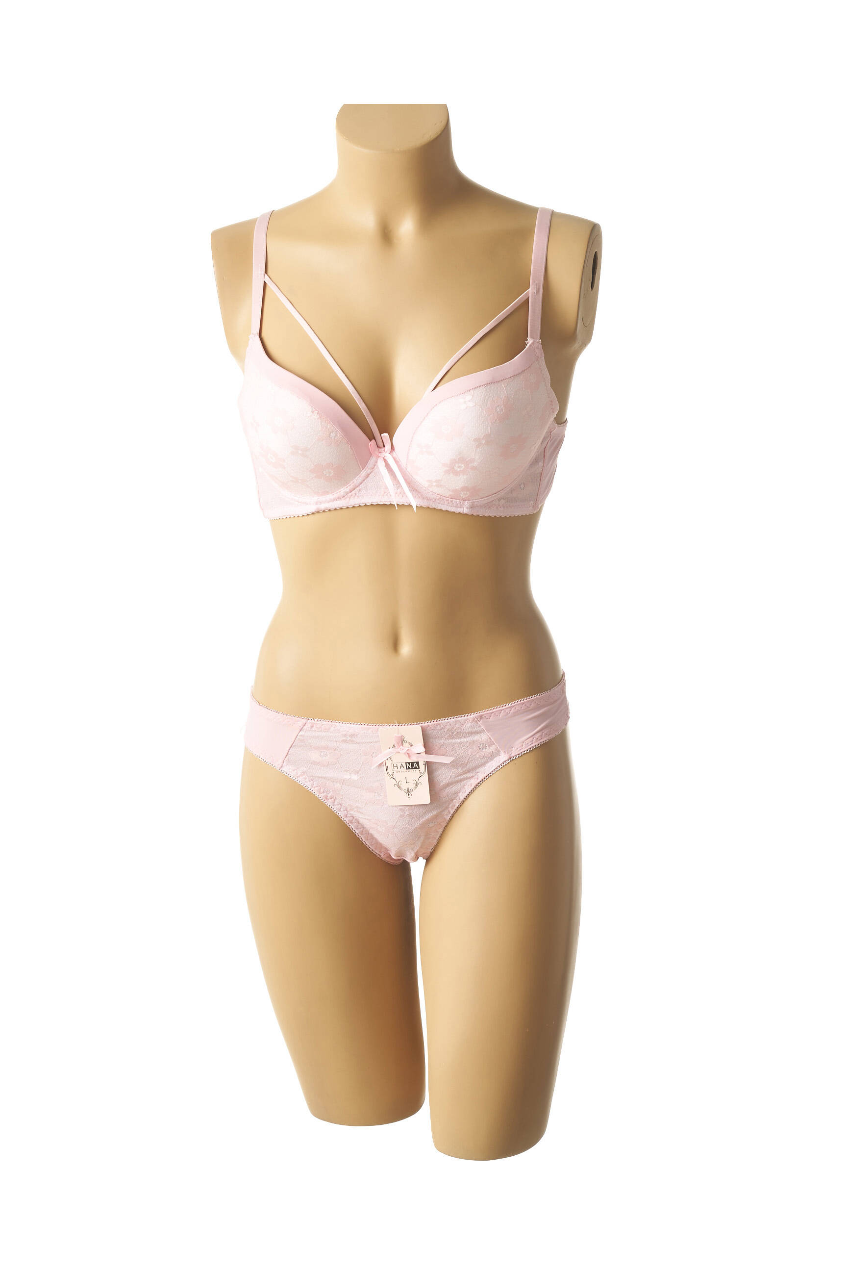 Lingerie rinkinys nėrinių audimas rožinė HANA moteris