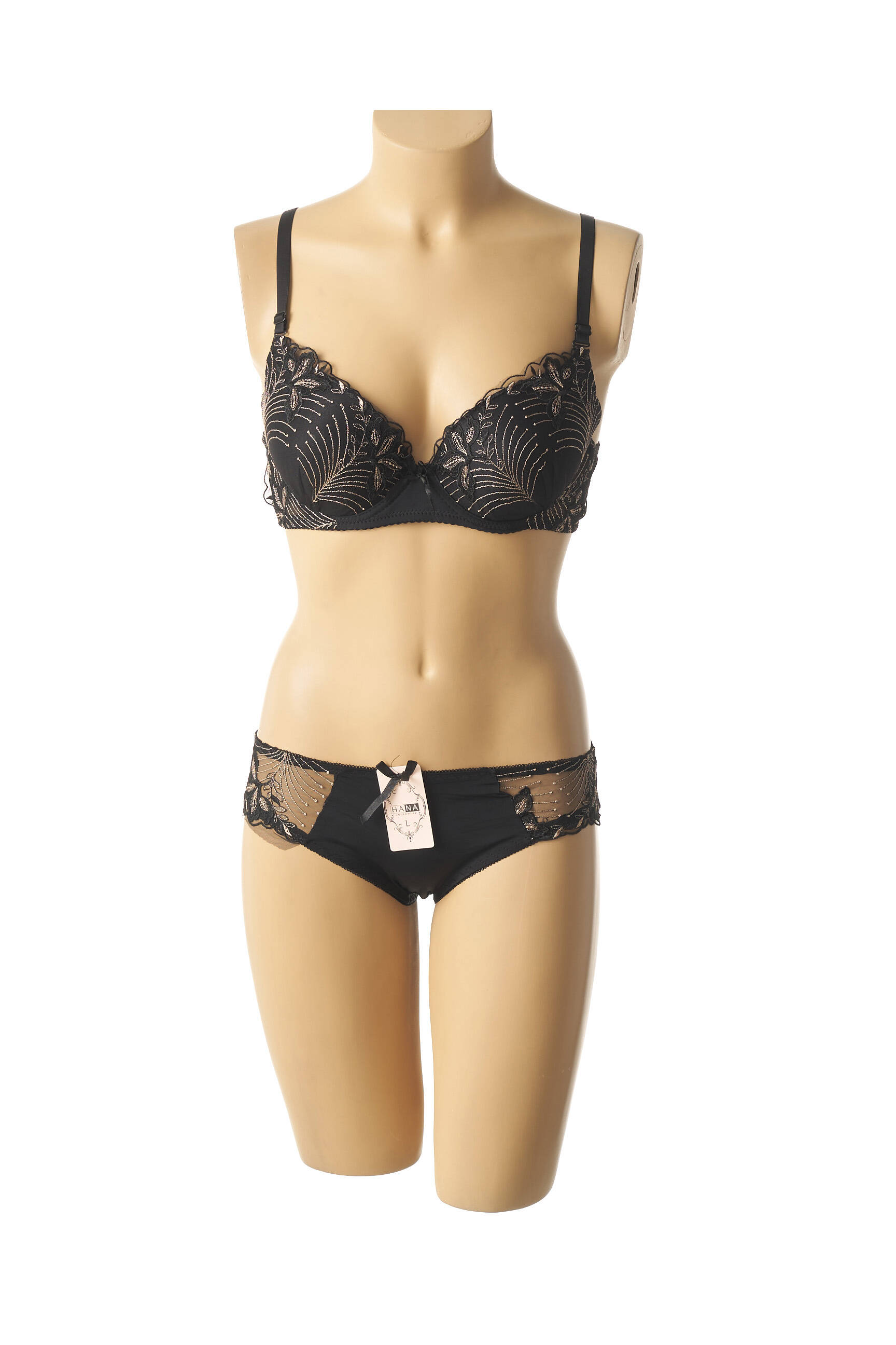 Lingerie rinkinys reguliuojamos elastinės petnešos juodas HANA moteris