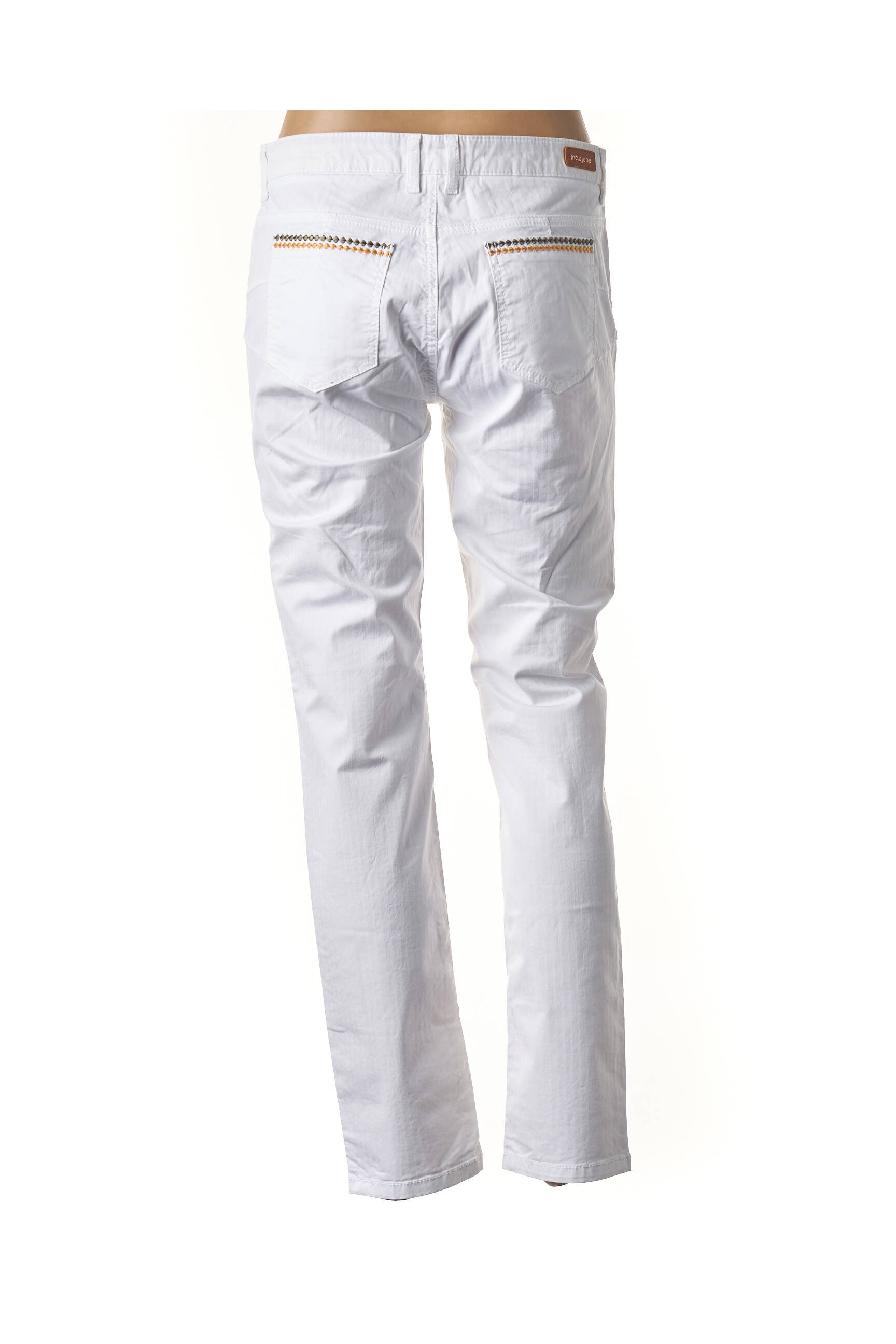 Pantalon tiesi kirpimas maža dydžio baltas MAYJUNE moteris