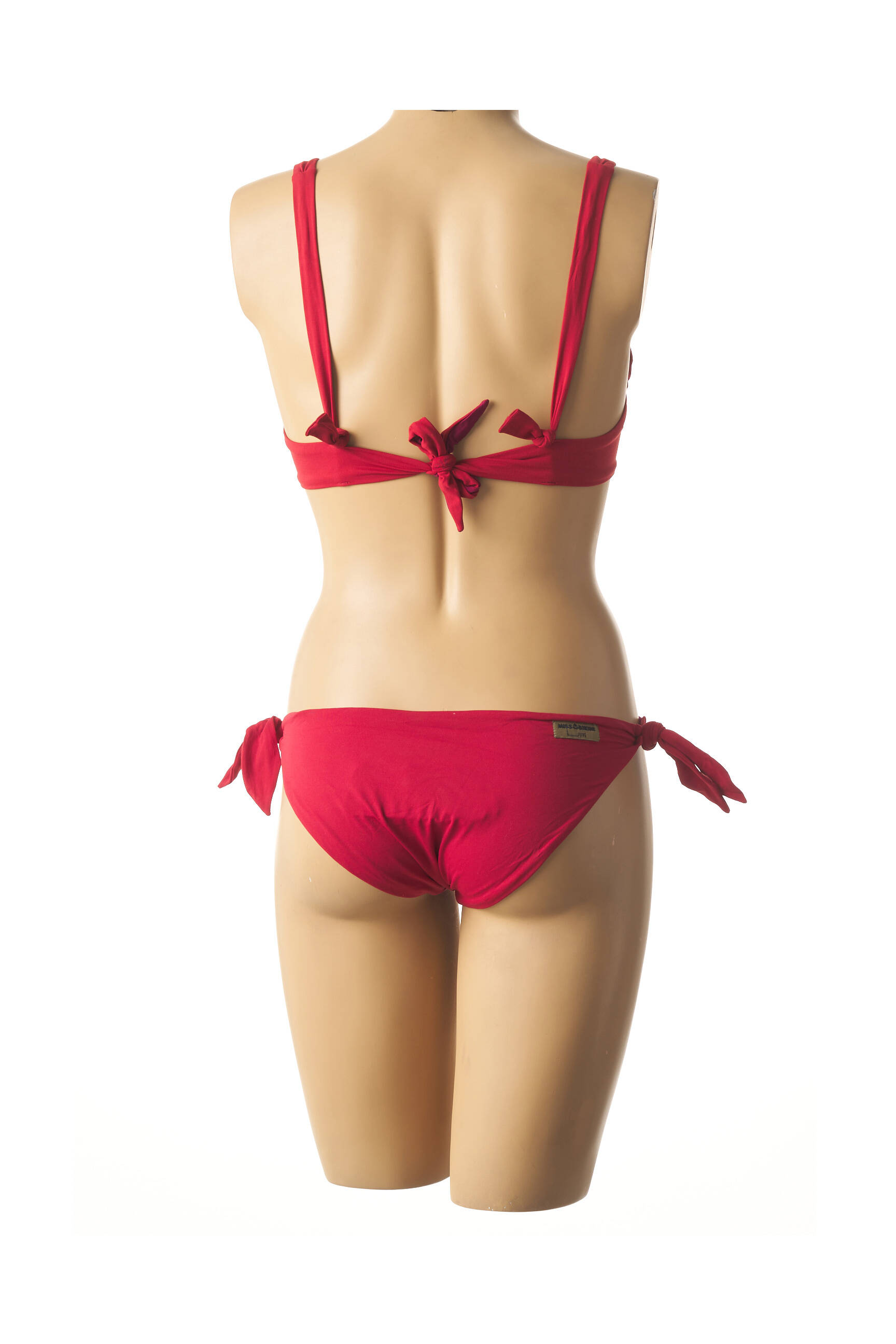 Dvivietis maudymosi kostiumėlis užsegimas su raišteliais pilnas palaikantis liemenėlės viršus raudona MISS BIKINI moteris