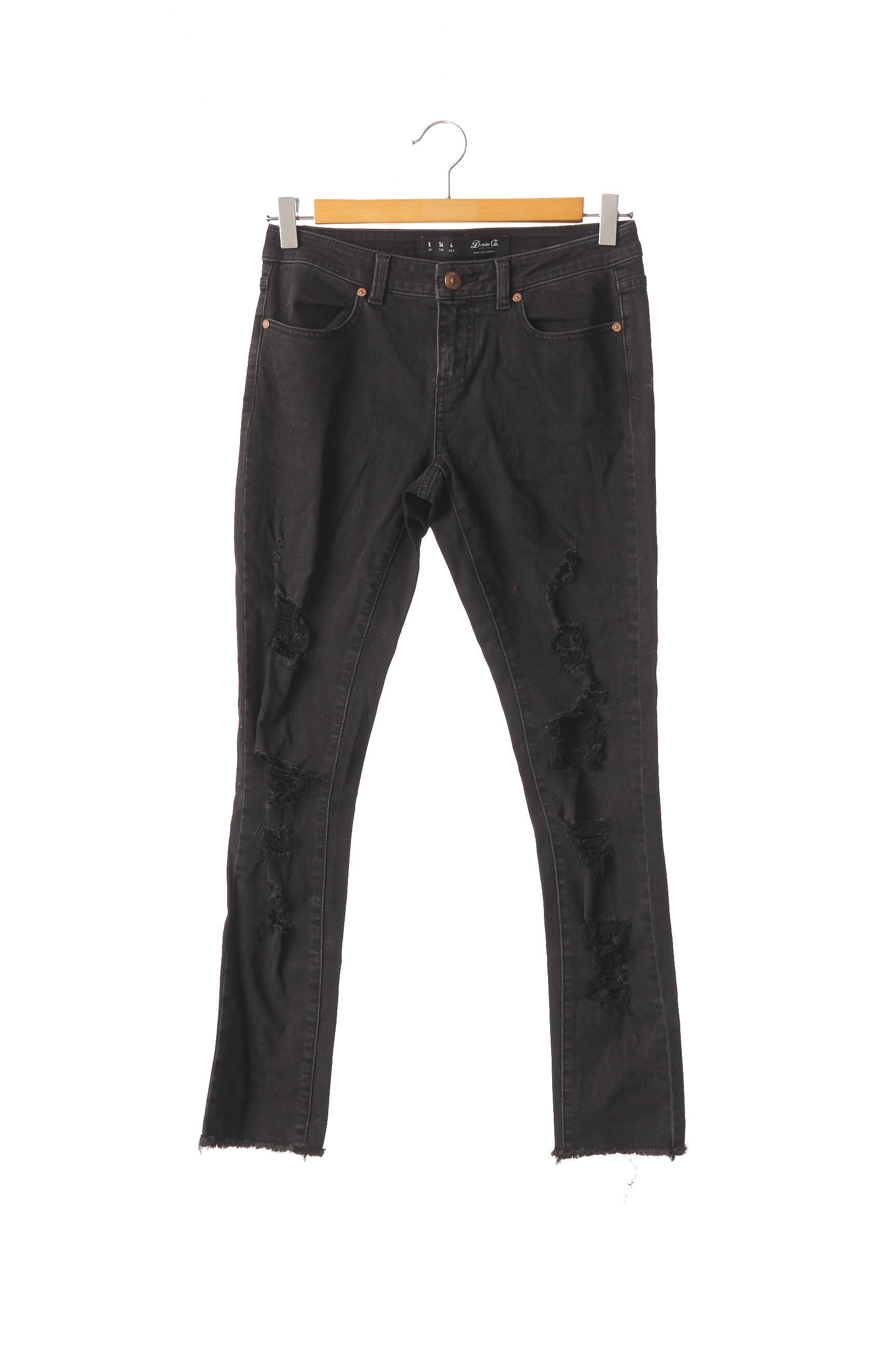 Tiesi kelnė uždarymas su užtrauktuku po mygtuku uždengimu normala dydis juodas DENIM CO moteris