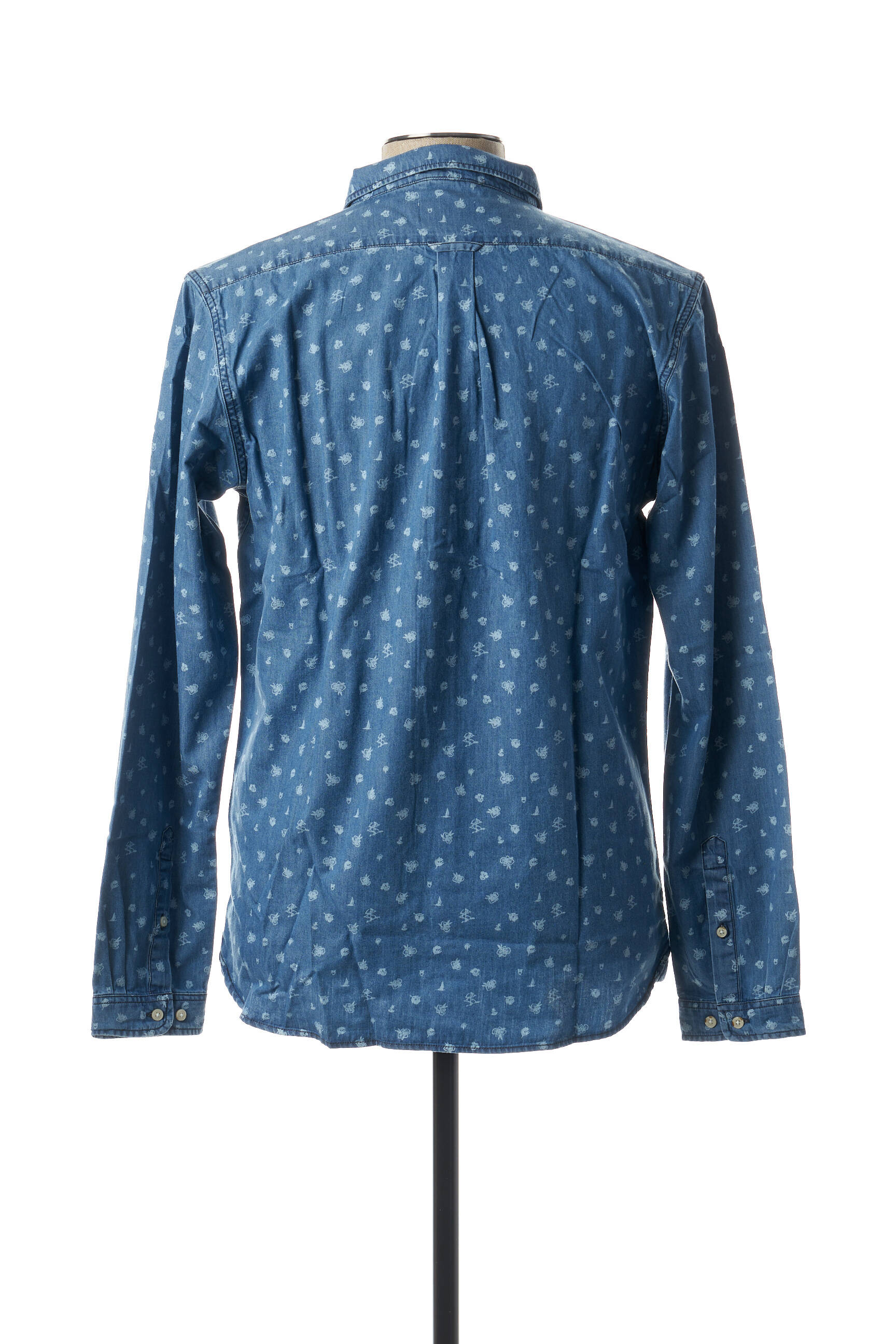 Ilgomis rankovėmis marškinys mėlyna KNOWLEDGE COTTON APPAREL vyras
