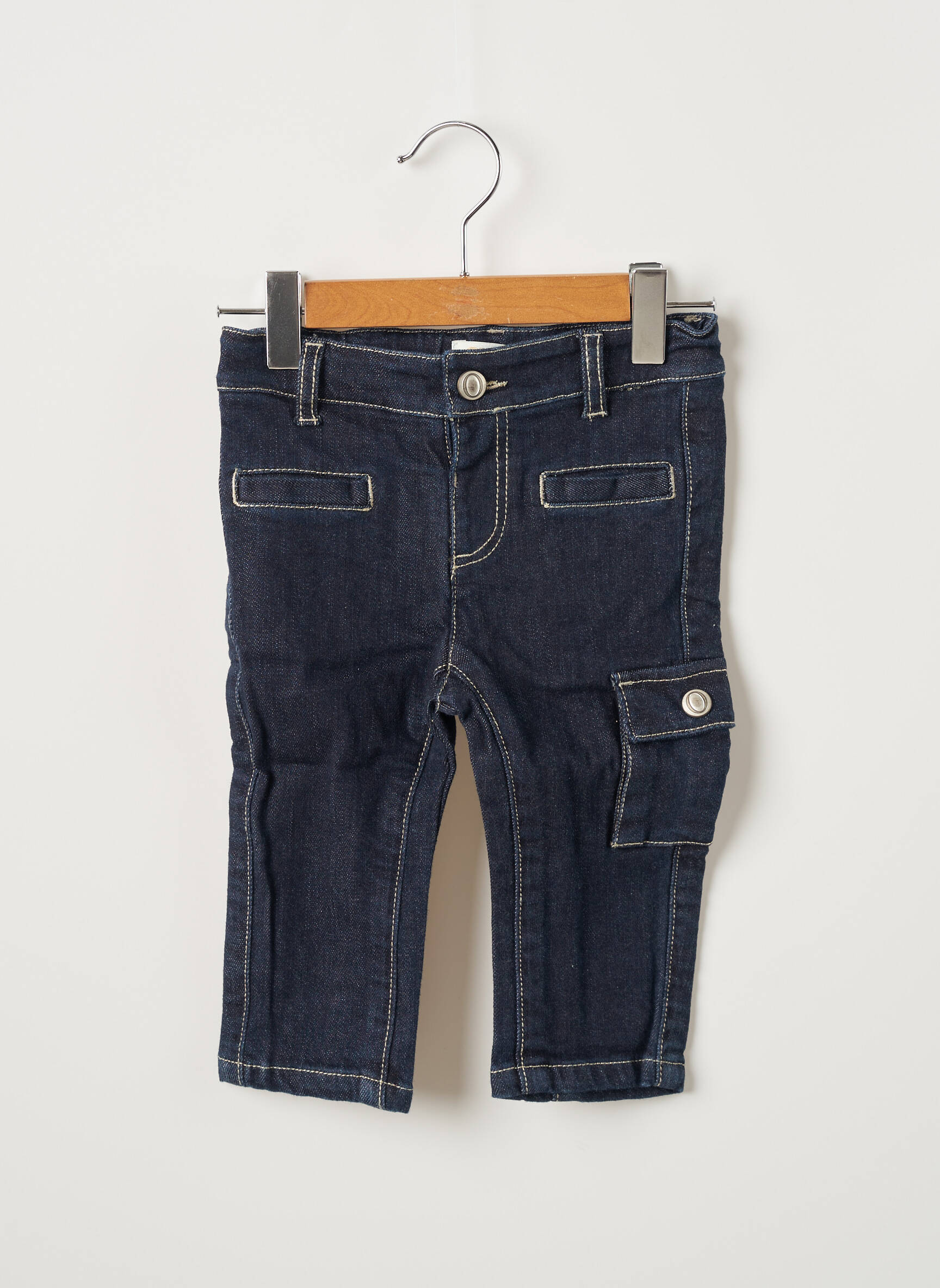 Tiesios kirpimo džinsai priekinė mygtukų uždarymo sistema mėlyna OVALE berniukas