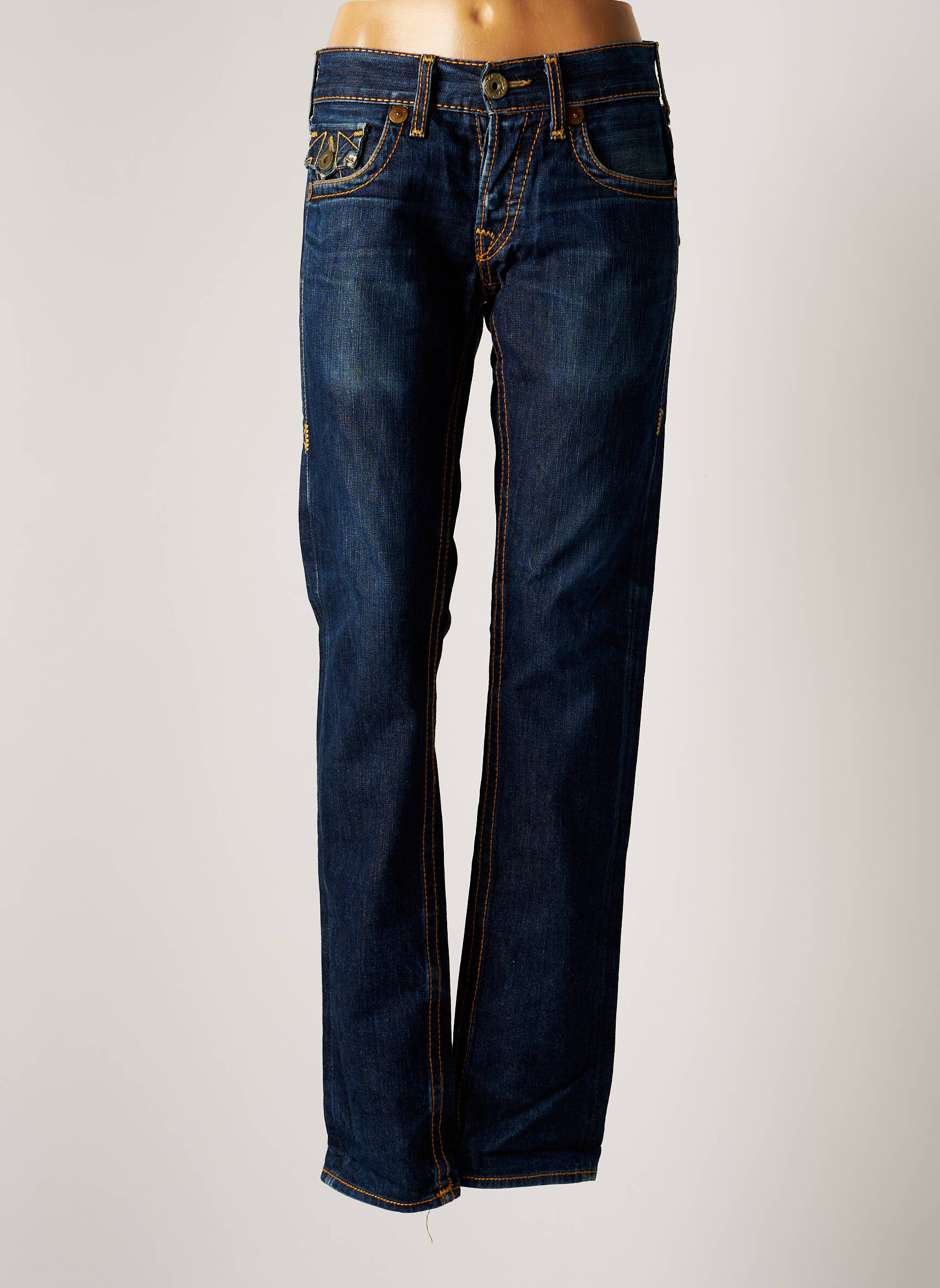Tiesios kirpimo džinsai mėlyna TRUE RELIGION moteris