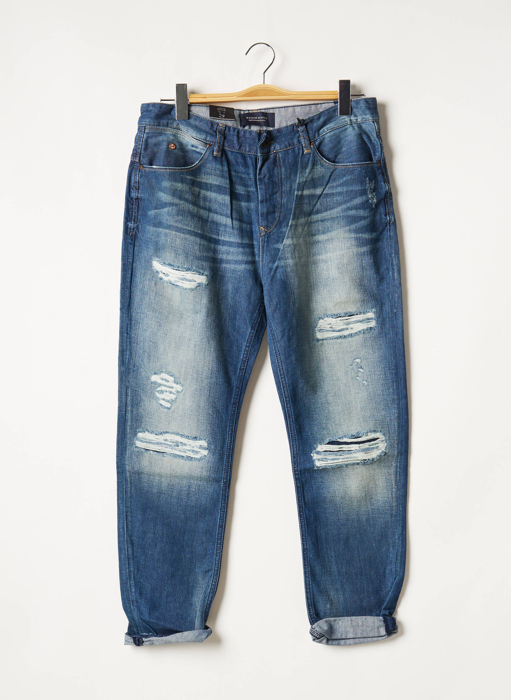 Mama džinsai nusidėvėjęs ir išblukęs efektas normala dydis mėlyna MAISON SCOTCH moteris